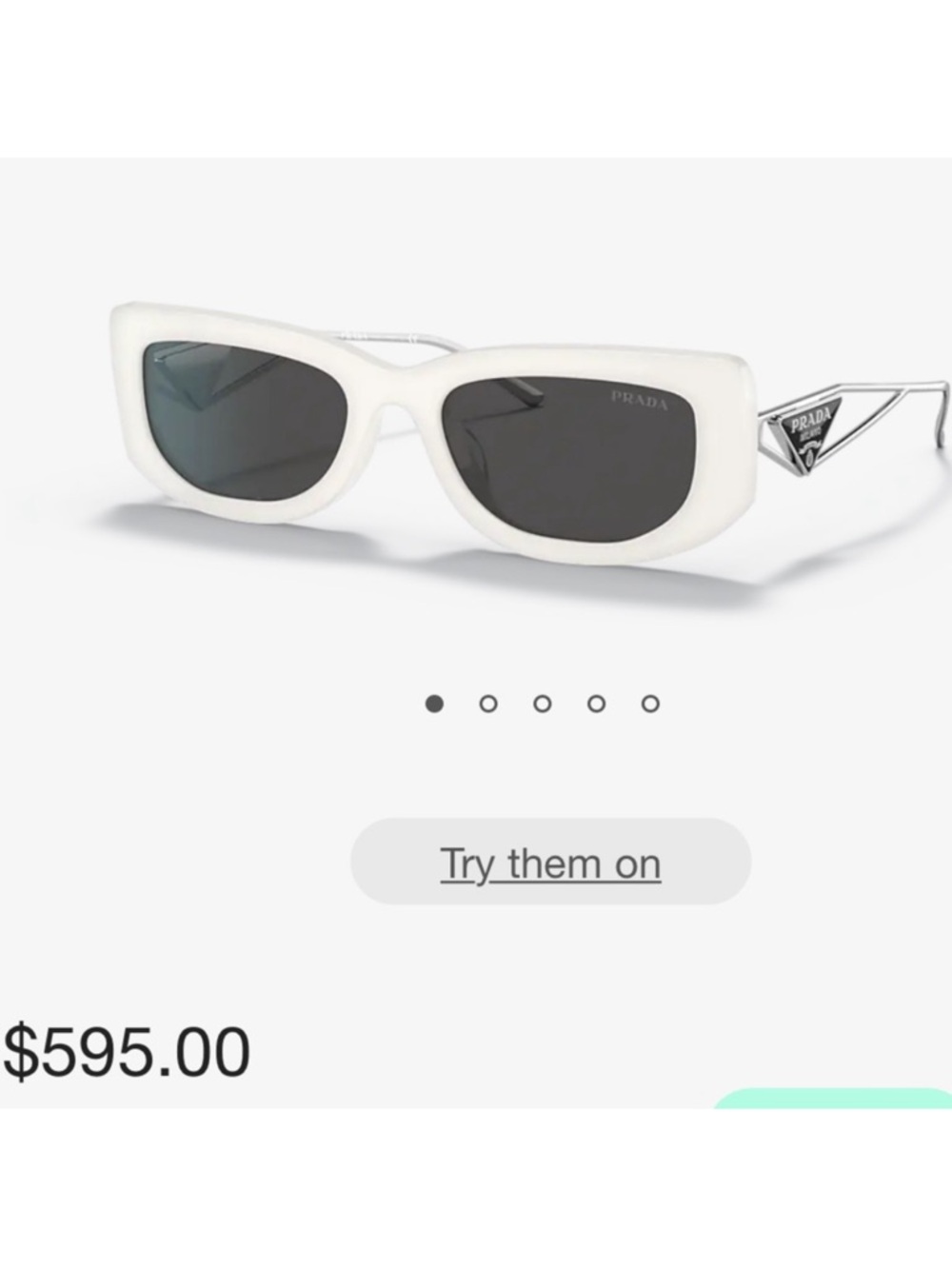 Prada White Cat-Eye Sunglasses with Silver Logo Temples